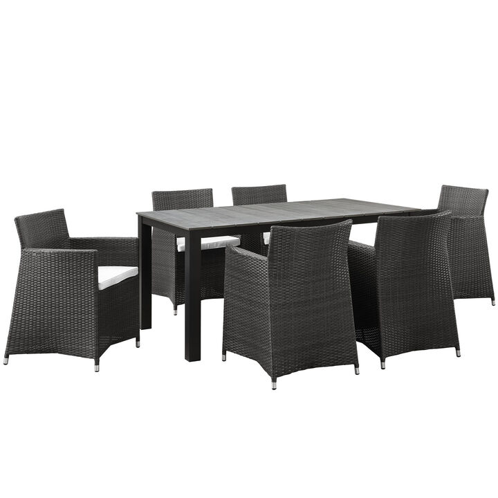 Junction 7 Piece Outdoor Patio Dining Set - Brown White