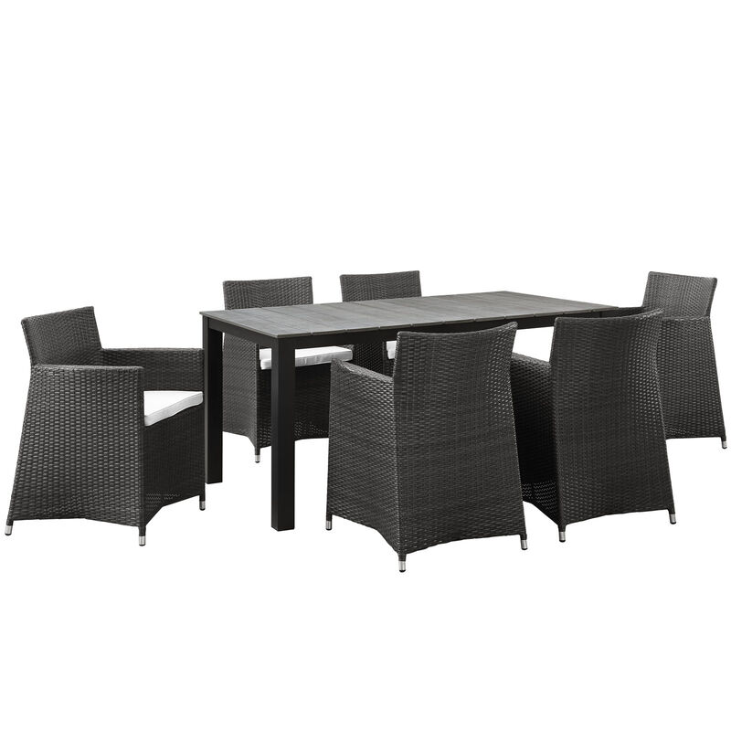 Junction 7 Piece Outdoor Patio Dining Set - Brown White