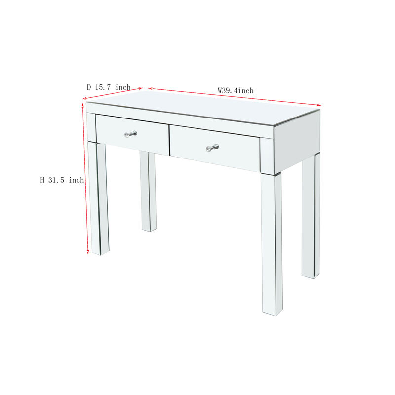 W 39.4"X D 15.7" X H 31.5" Double Draw Dressing Table, Escritorio For Entrance Corridor Living Room
