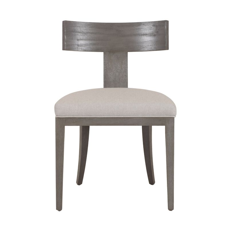Cid Sten 21 Inch Dining Chair Set of 2, T Shape Back, Beige Linen, Gray - Benzara
