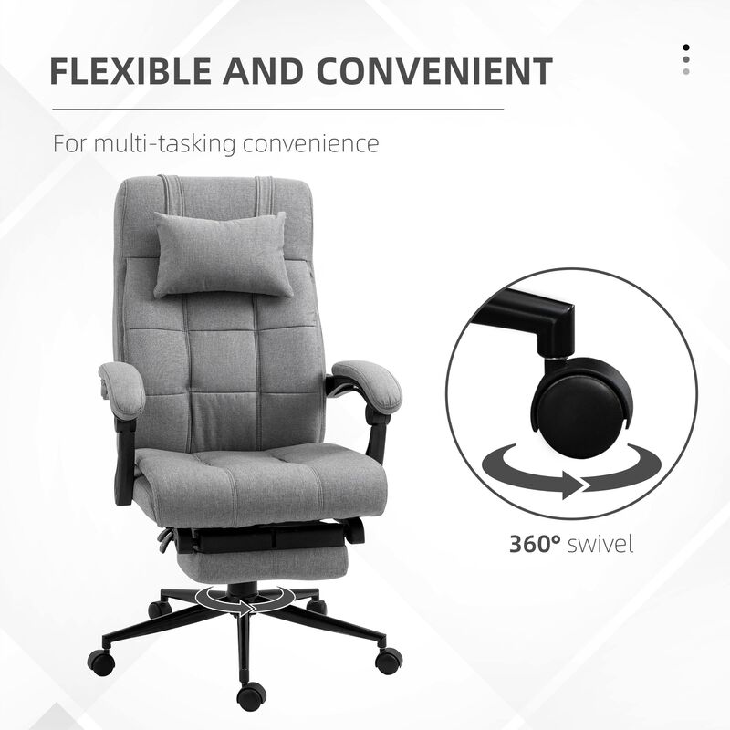 Light Gray Work Relaxation: Recliner Office Chair with Lumbar Support