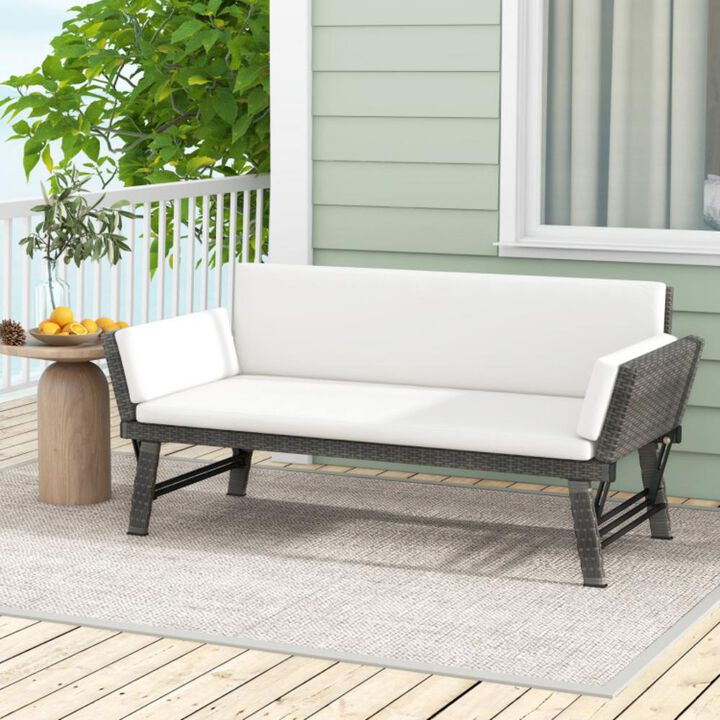 Hivvago Outdoor Convertible Sofa Daybed with Adjustable Armrests for Balcony
