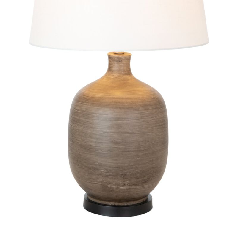 Lux Lighting Sierra 28 Grey Brown Tone Poly Table Lamp, (Set of 2)