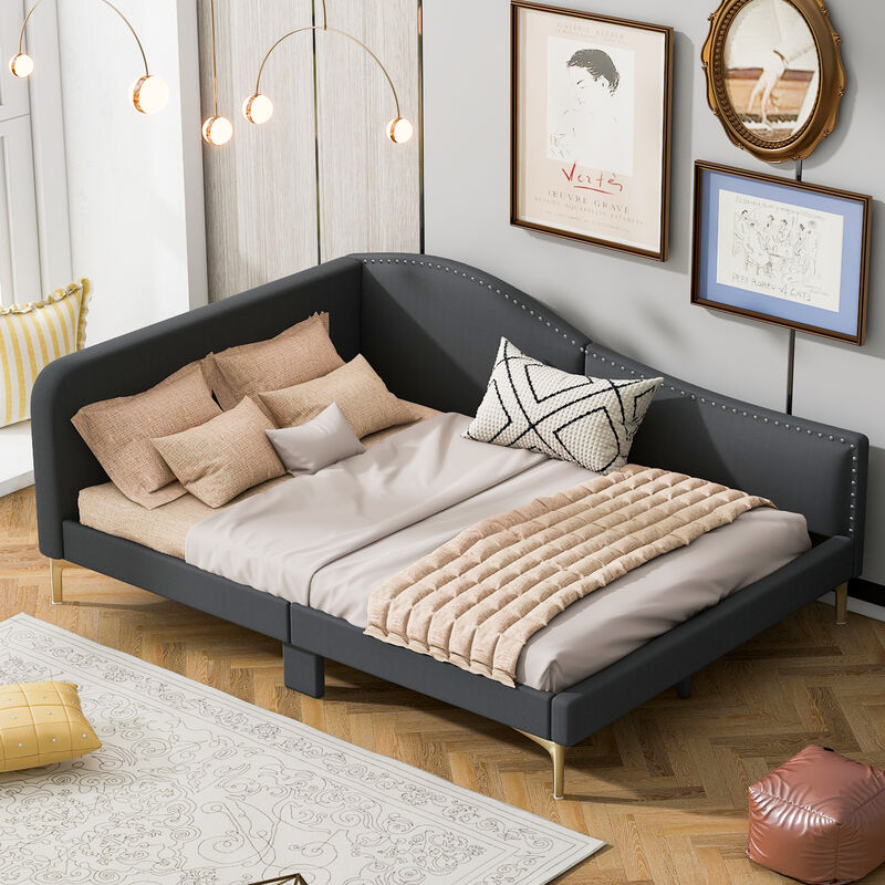 Merax Upholstered Daybed with Headboard and Armrest