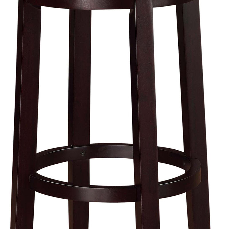 Fabric Upholstered Bar Stool with Slanted Legs, Brown and White - Benzara