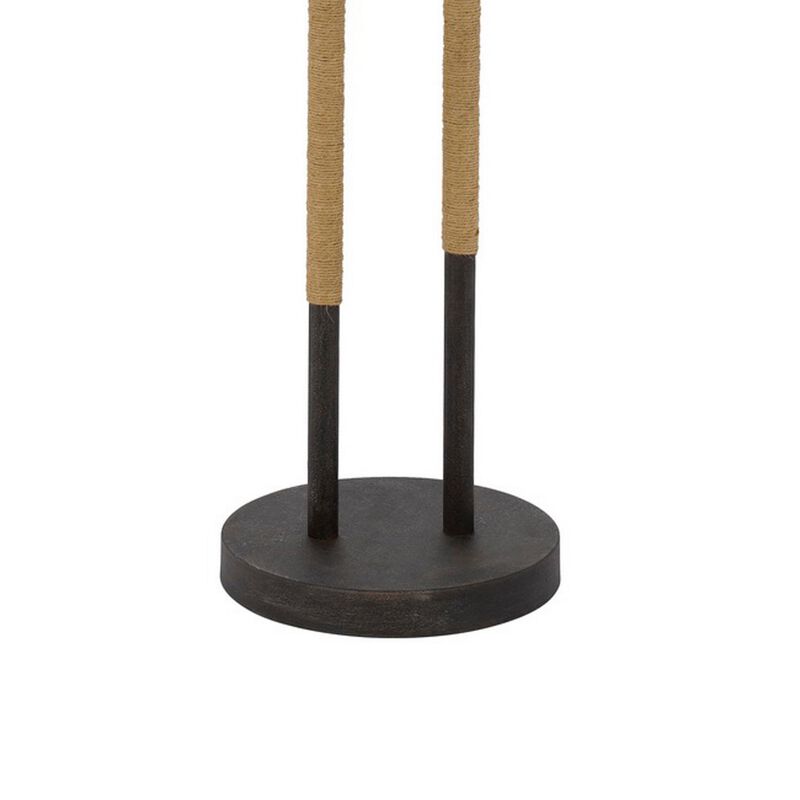 60 Inch Metal Tree Branch Base Floor Lamp, Dimmer, Black-Benzara