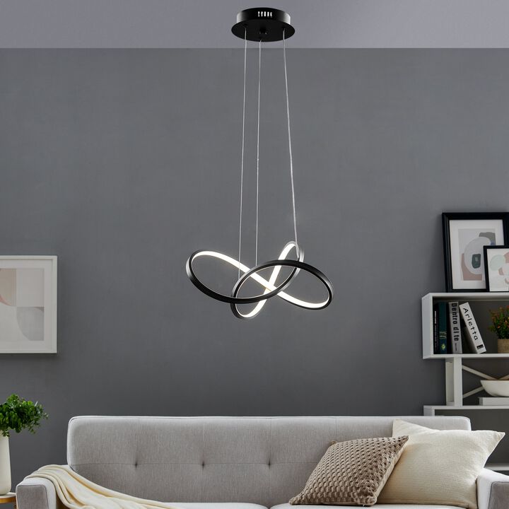 Knotted Chandelier Black Metal Integrated LED Dimmable