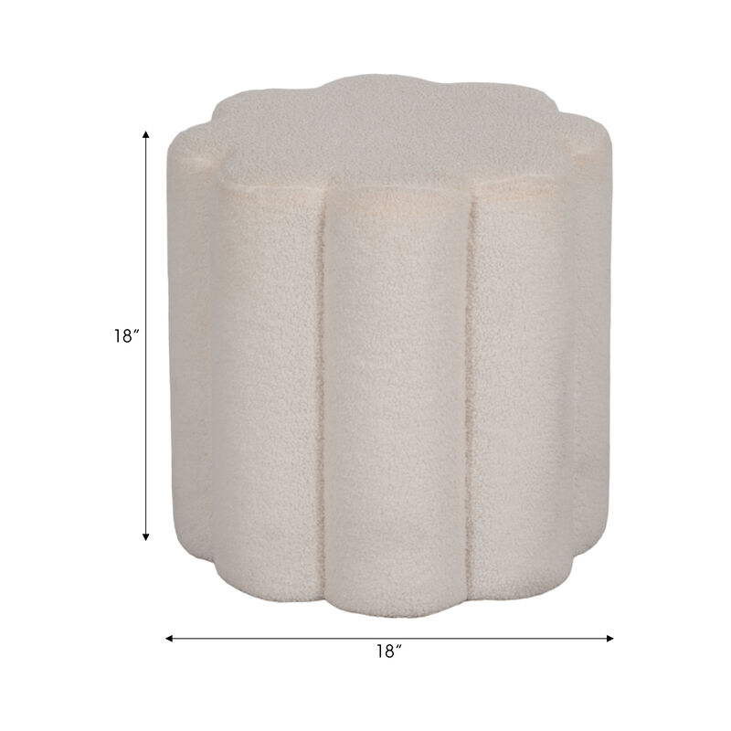 18" Petal Shaped Boucle Ottoman