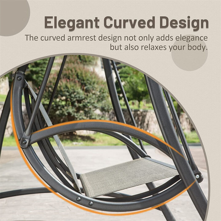 Outdoor Patio Swing with Adjustable Canopy