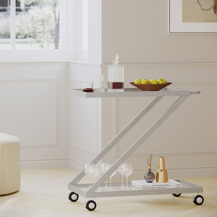Small Bar Cart with Handle, Compact Serving Cart for Drinks & Coffee