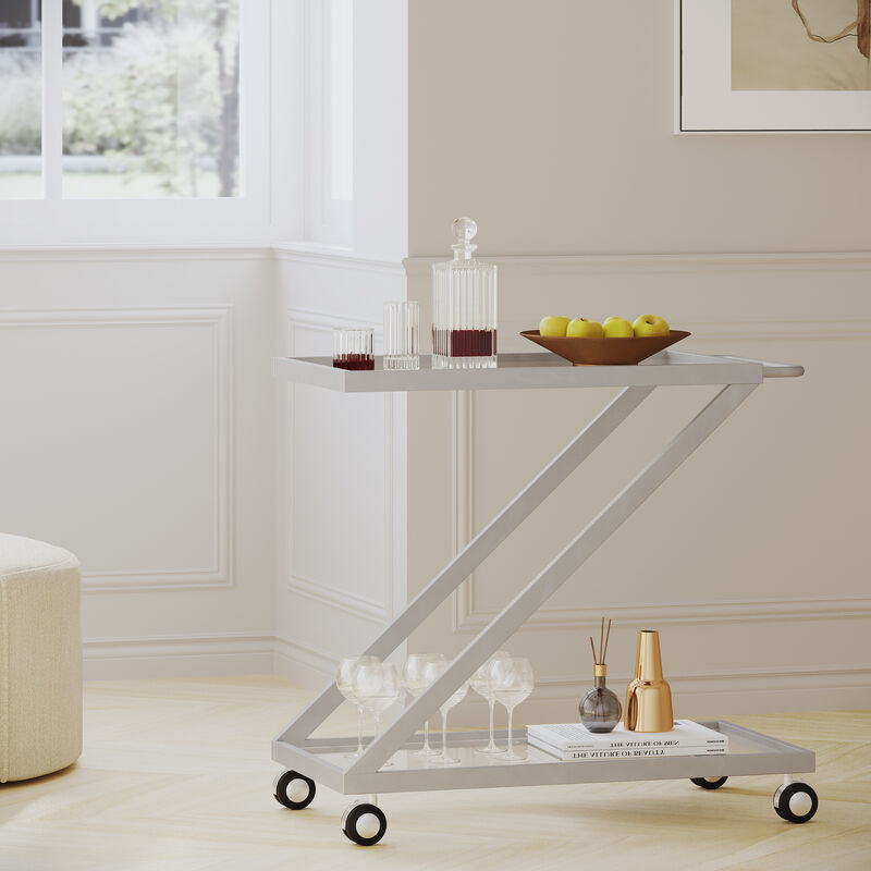 Small Bar Cart with Handle, Compact Serving Cart for Drinks & Coffee