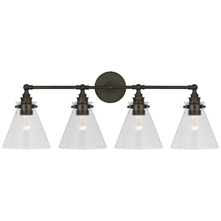 Parkington 32" Four Light Bath Bar in Bronze with Clear Glass
