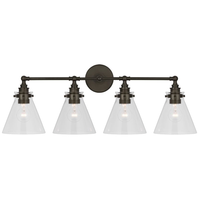 Parkington 32" Four Light Bath Bar in Bronze with Clear Glass
