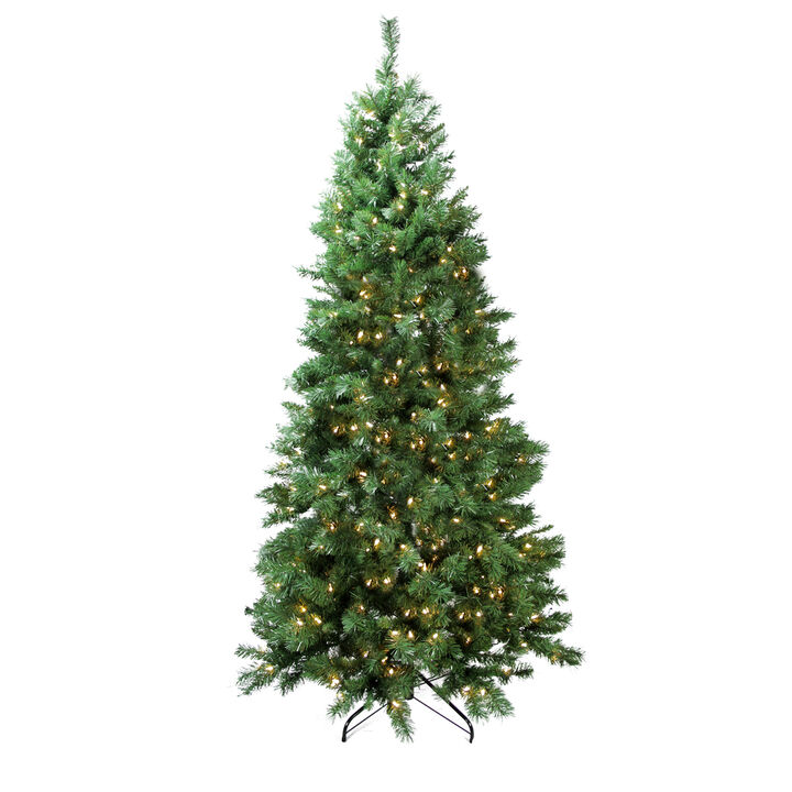 7' Pre-Lit Slim Glacier Pine Artificial Christmas Tree - Multicolor LED Lights