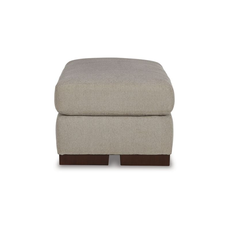 Magg 44 Inch Ottoman, Low Profile Block Feet, Gray Polyester Upholstery - Benzara