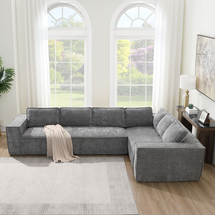 Merax Modern L-Shaped Cloud Sofa Set for Living Room