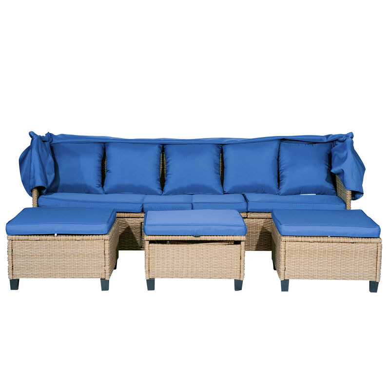 Merax UV-Proof Resin Wicker Patio Sofa Set with Canopy