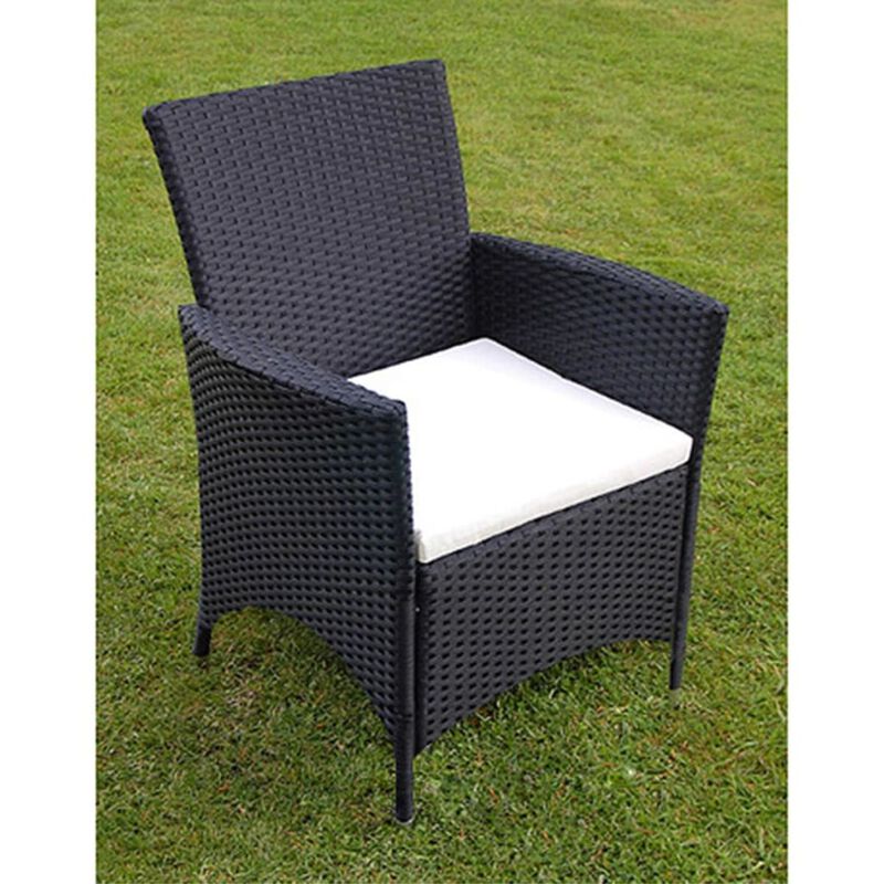 vidaXL 7 Piece Outdoor Dining Set with Cushions Poly Rattan Black