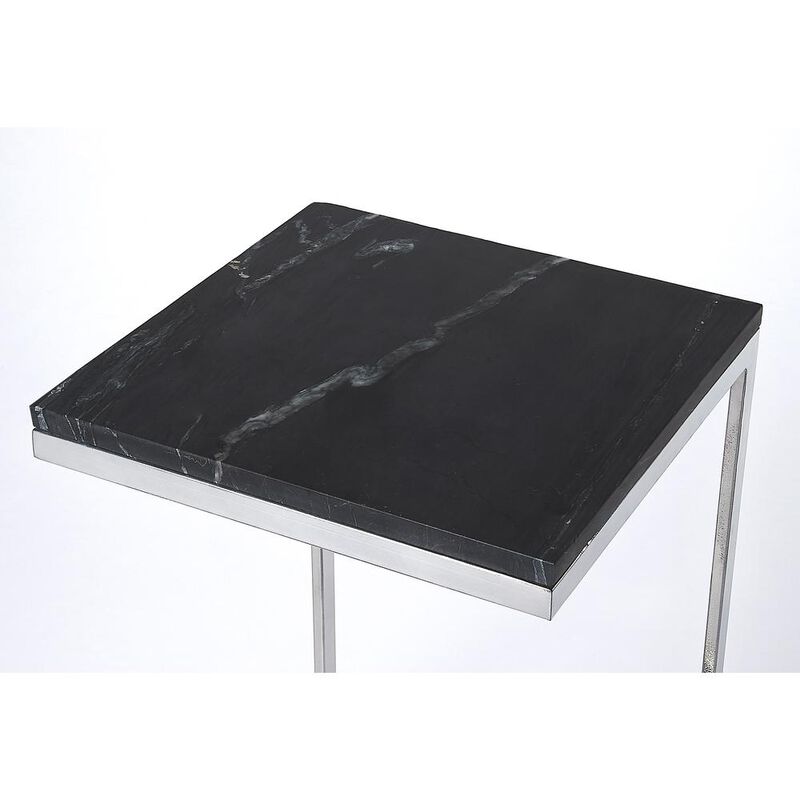 Butler Specialty Company Lawler Marble C- Side Table, Black, Silver