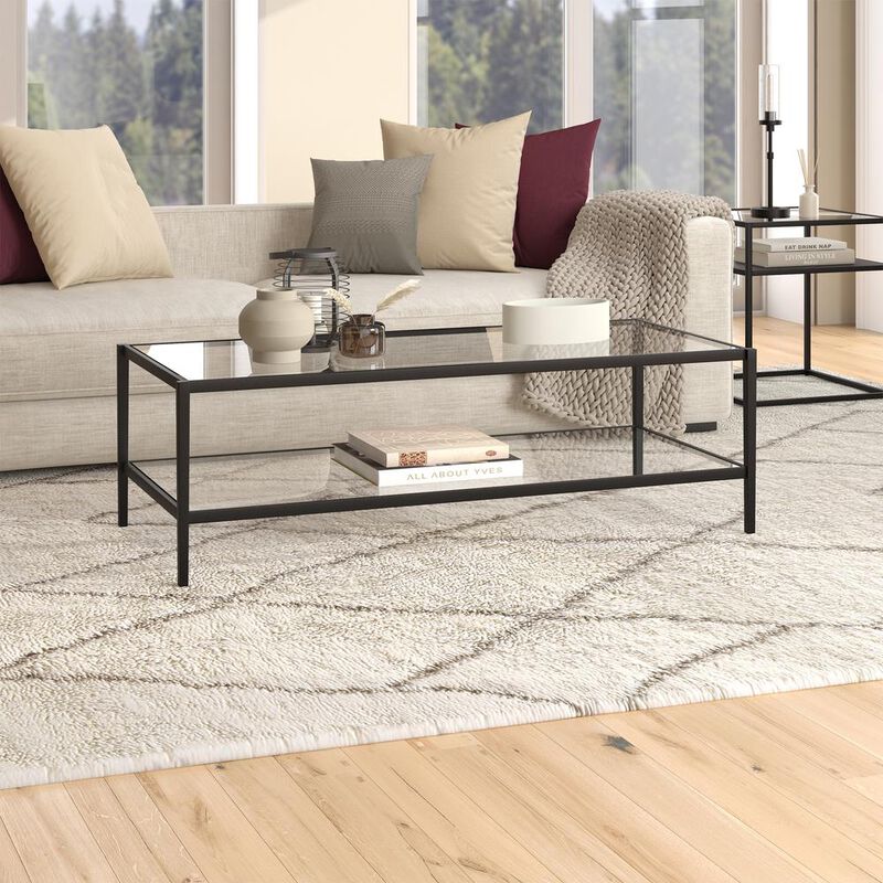 Hudson&Canal Hera 54'' Wide Rectangular Coffee Table in Blackened Bronze