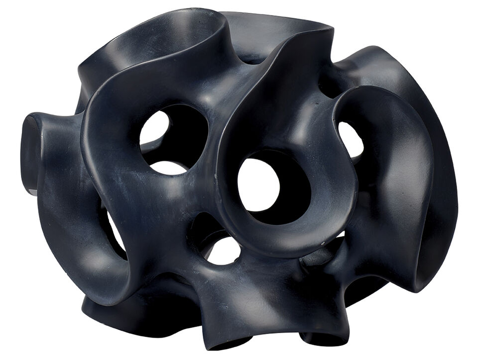 Ribbon Sphere in Black Resin