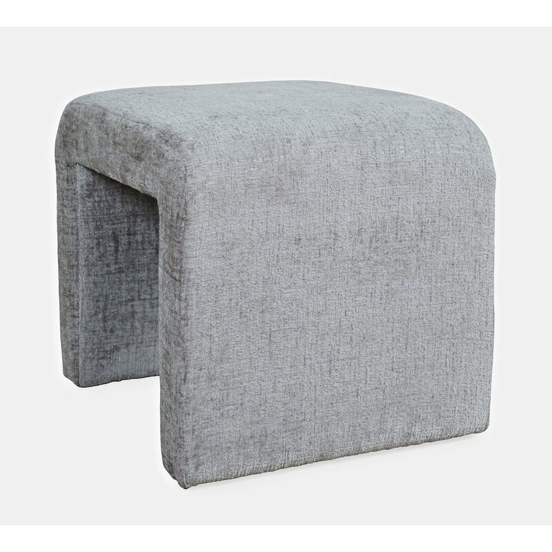 Jofran Luxury Curved Upholstered Waterfall Jacquard Petite Ottoman Bench - Set of 2