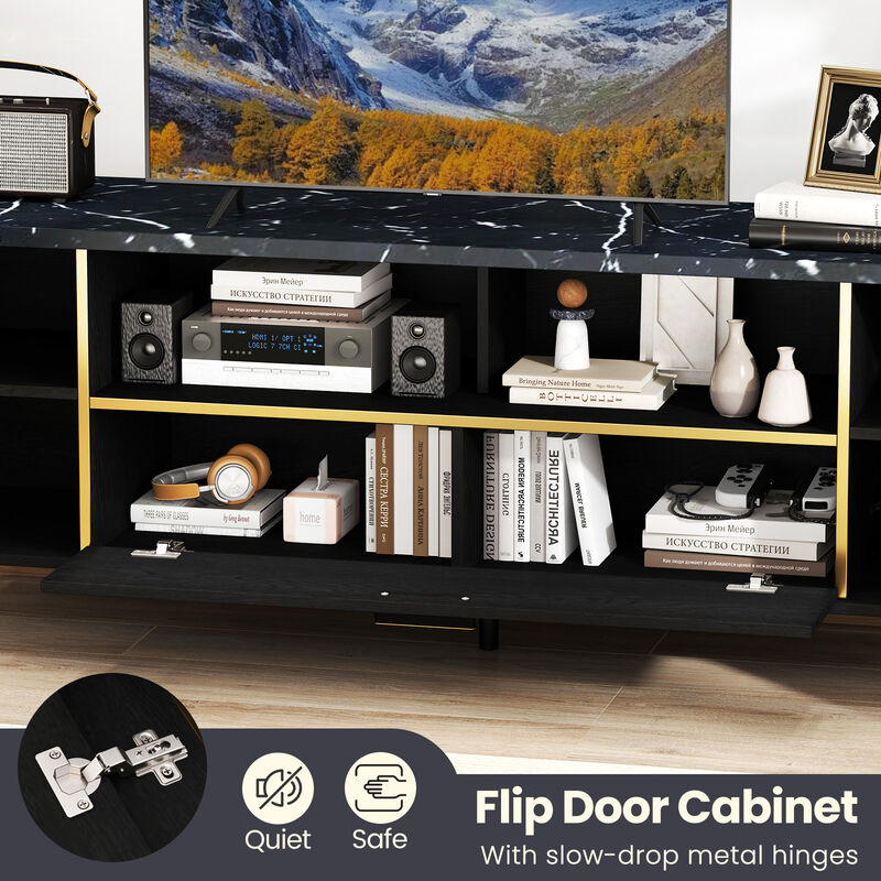 TV Stand with Flip Door Cabinet for TVs with Convenient Storage and Stylish Design