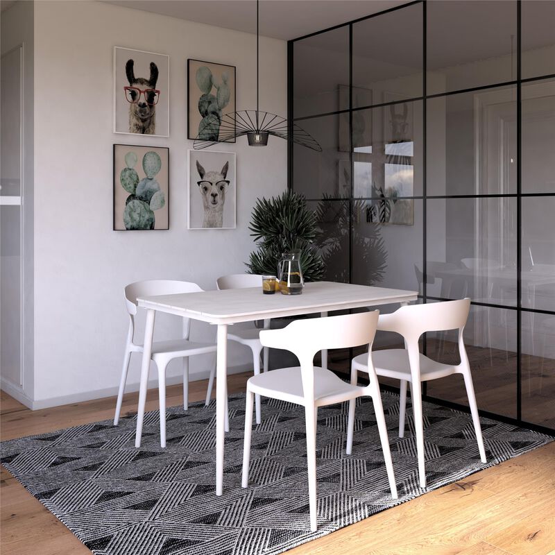 Novogratz Poolside Gossip, April 50" x 29" Rectangular Indoor/Outdoor Dining Table, Charcoal