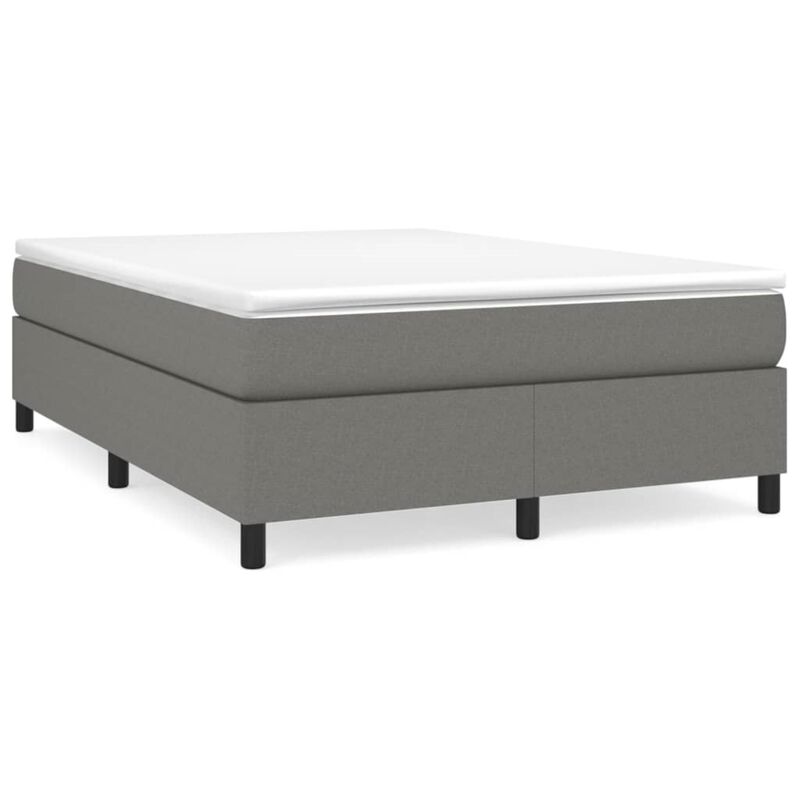 vidaXL Queen Size Box Spring Bed Frame, Dark Gray Fabric with Plywood and Engineered Wood, Perfect for a 59.8"x79.9" Mattress, Modern Bedroom Furniture