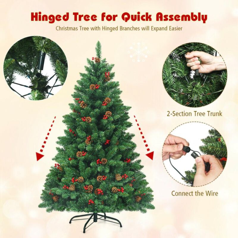 Hivvago 4.5 Feet Pre-lit Hinged Christmas Tree with 300 LED Lights