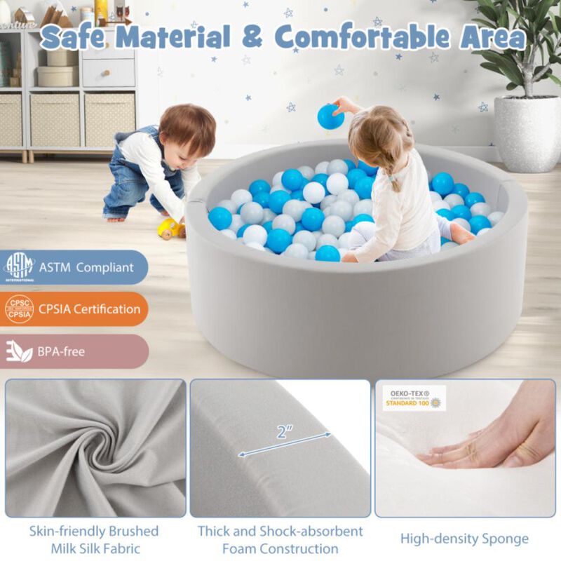 Hivvago Kiddie Baby Playpen with 200 Ocean Balls and Storage Bag-Gray
