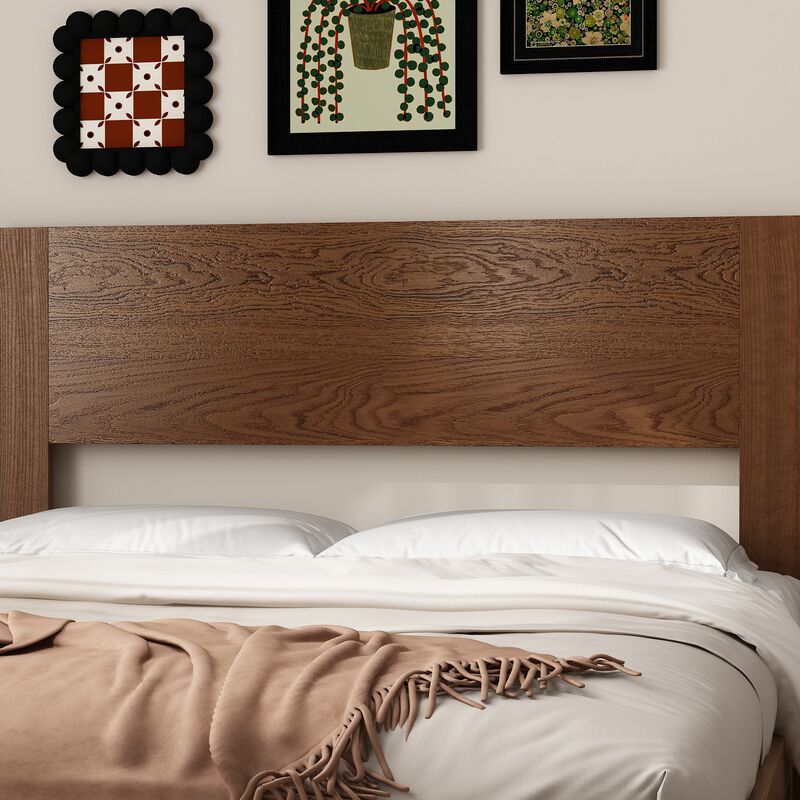 FUFU&GAGA Solid Wood Bed with Slatted Bed Base, Natural Wood Finish (60.2" W x 81" L x 41.7" H), Rubberwood & Pine Construction