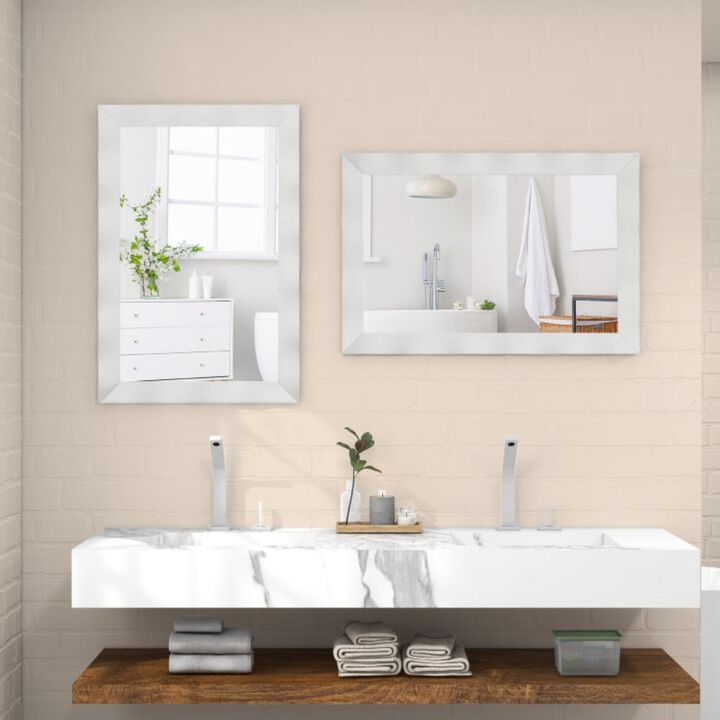 Hivvago 41.5 x 28 inches Farmhouse Wall Mirror with Solid Wood Frame