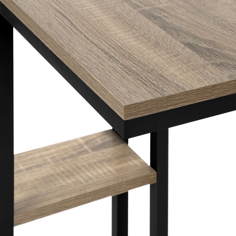 Monarch Specialties I 3672 Accent Table, C-shaped, End, Side, Snack, Living Room, Bedroom, Metal, Laminate, Brown, Black, Contemporary, Modern