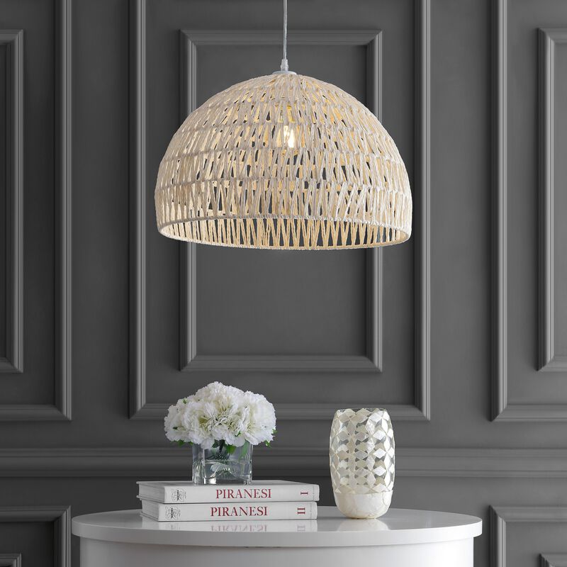 Campana 1-Light Bohemian Modern Woven Rope/Iron LED Pendant