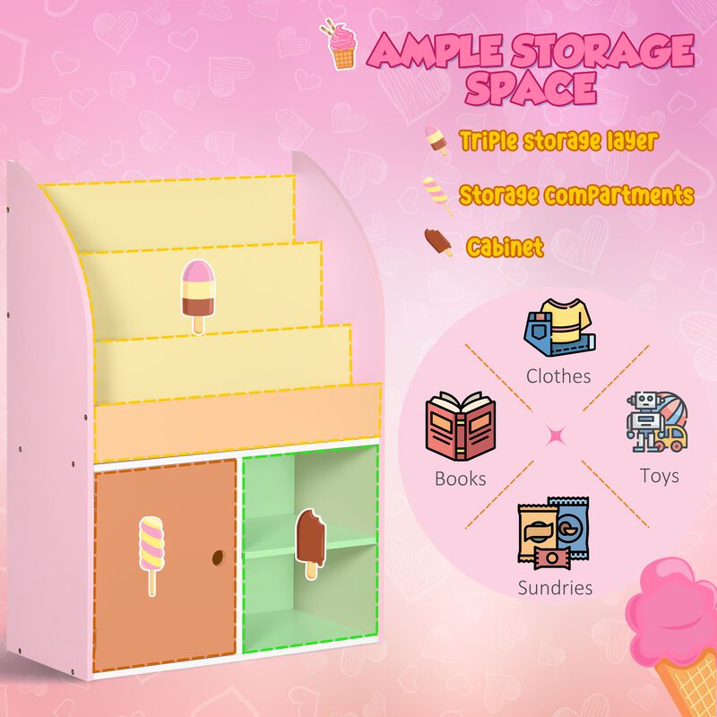 Pink Children's Storage: Bookshelf & Toy Organizer Cabinet
