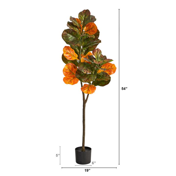 Hivvago 4.5 Feet Autumn Fiddle Leaf Artificial Fall Tree