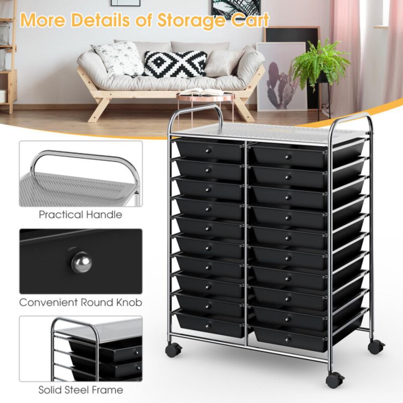 Hivvago 20 Drawers Rolling Storage Cart Studio Organizer