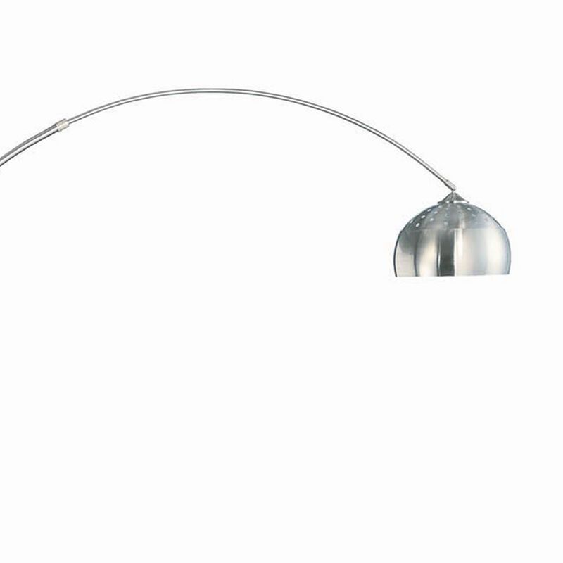 85 Inch Floor Lamp with Arched Body, Binary Switch, Marble Base, Silver - Benzara