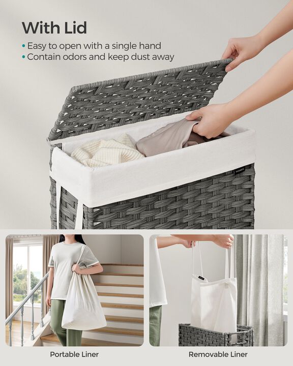 Slim Laundry Hamper with Lid for Space-Saving Storage