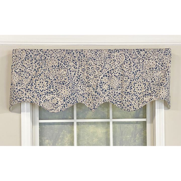 RLF Home Stella Paisley Regal Valance Pewter Gray. 3" Rod Pocket 50"W x 17"L