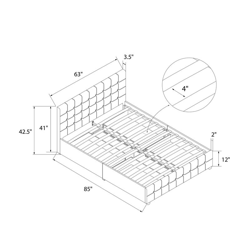 Elizabeth Upholstered Bed with Storage
