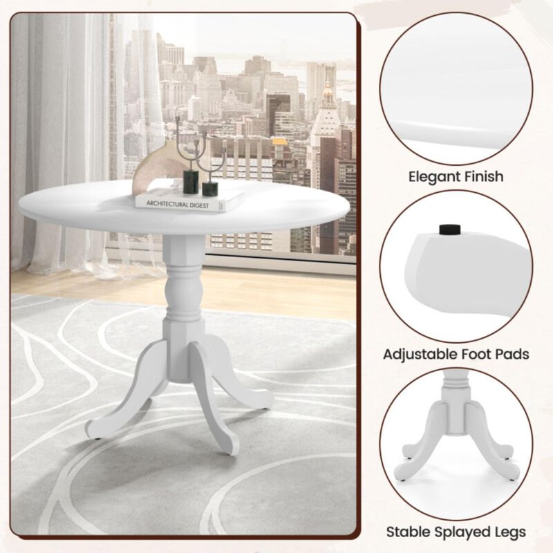 Hivvago Wooden Dining Table with Round Tabletop and Curved Trestle Legs