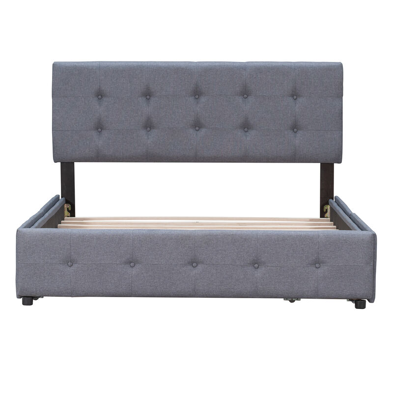 Streamdale Linen Platform Bed with Headboard & 4 Drawers