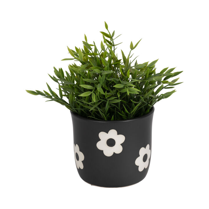 6" Flower Power Planter, Black/white