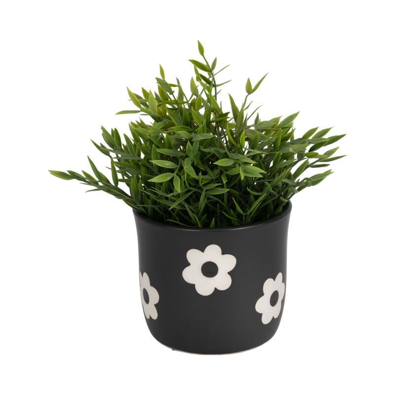 6" Flower Power Planter, Black/white