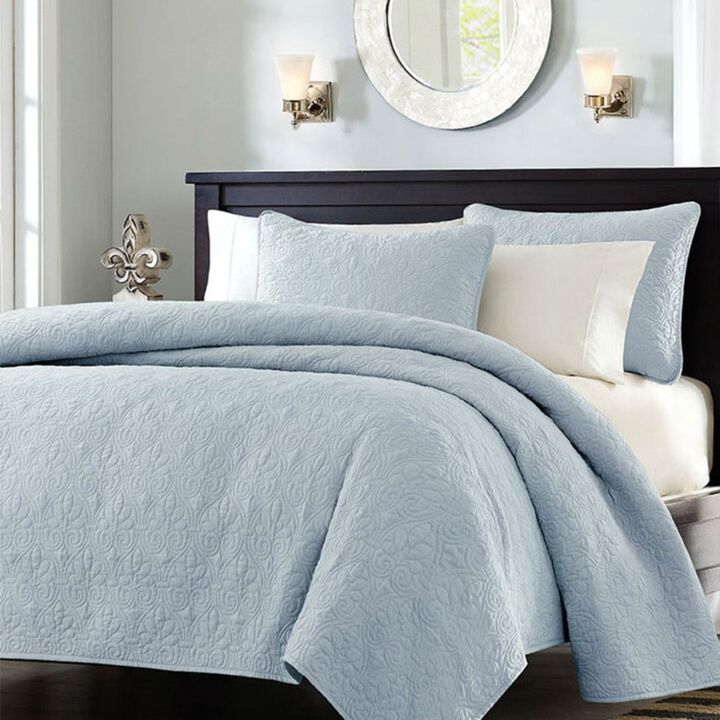 Hivvago Full / Queen size Quilted Bedspread Coverlet with 2 Shams in Light Blue