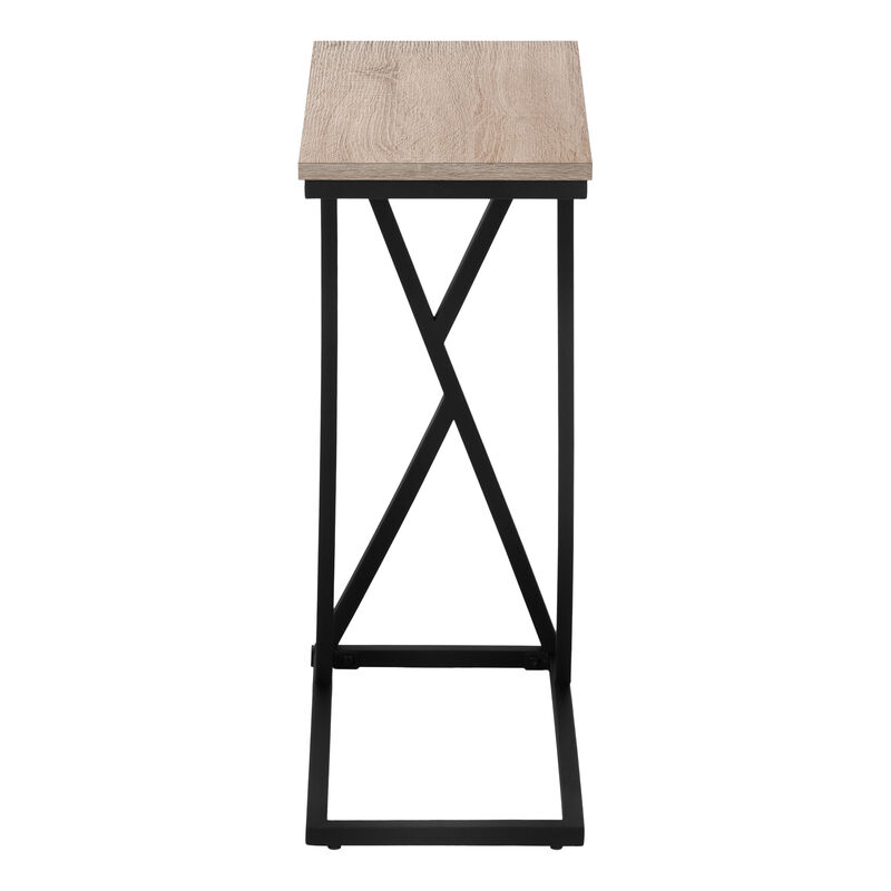 Monarch Specialties I 3249 Accent Table, C-shaped, End, Side, Snack, Living Room, Bedroom, Metal, Laminate, Brown, Black, Contemporary, Modern