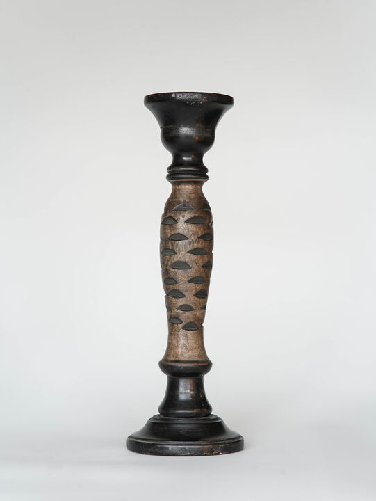 BBH Homes Traditional Dark Polish Eco-friendly Handmade Mango Wood Set Of One 15" Pillar Candle Holder