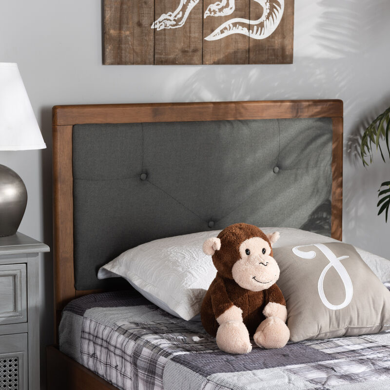 Baxton Studio Abner Modern Transitional Grey Fabric Upholstered Wood Twin Size Headboard